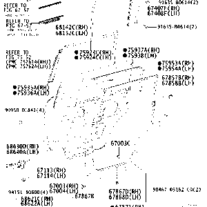 glass rr door rh 68113-60301